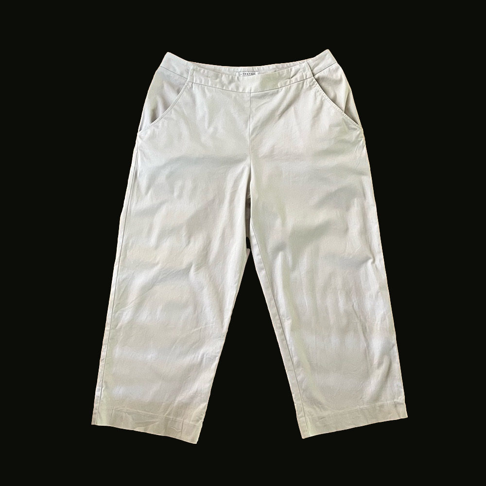 CLEARANCE Evan-Picone wide-legged cream cotton capris with pockets, UK size 10